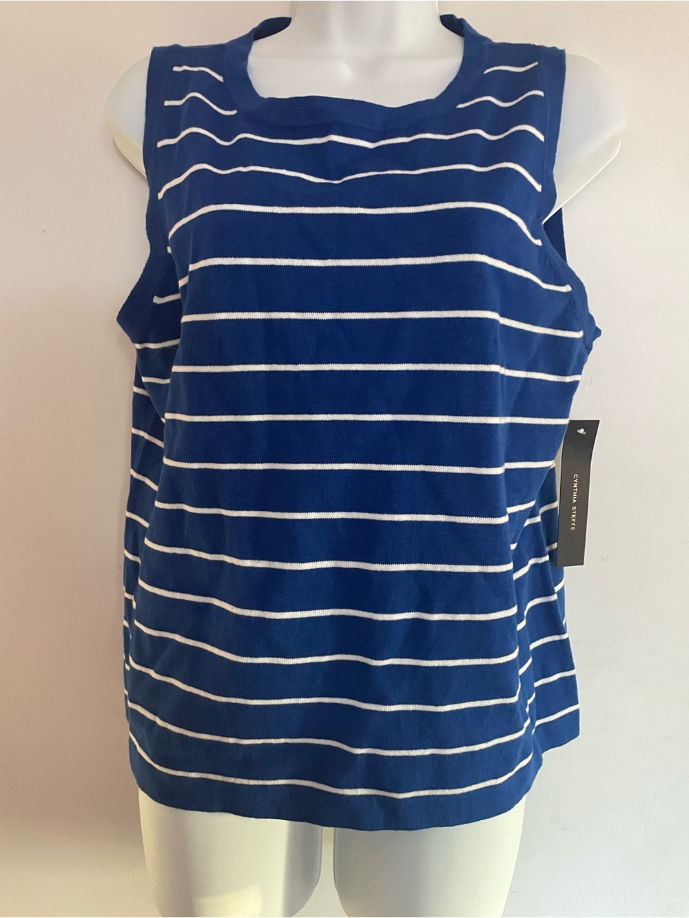 Cynthia Steffe Blue & White Striped Sleeveless Tank